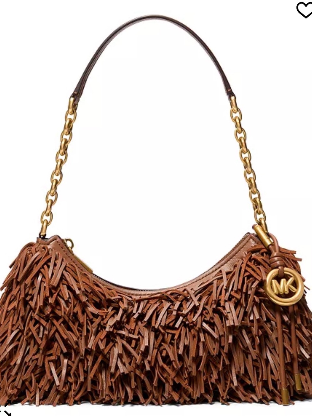 Michael Kors brown Fringe Nolita Shoulder Bag with Gold Hardware